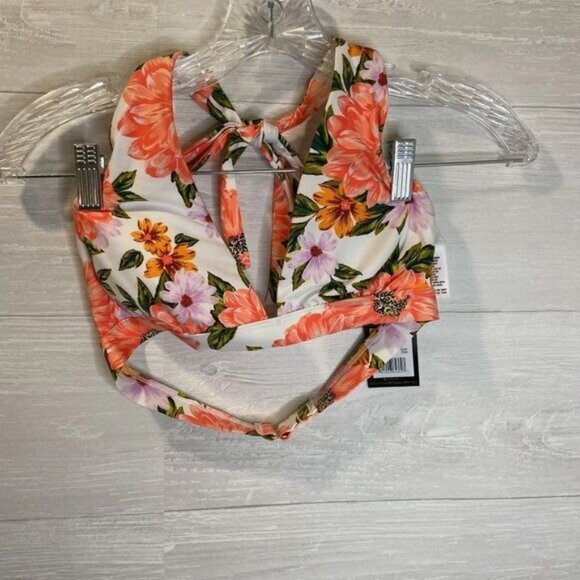 Sunn Lab Swim Women's V-Neck Halter Floral Bikini Top‎ NWT Swimwear - Picture 3 of 5